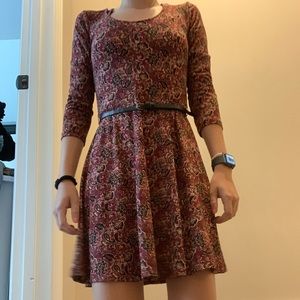 Flowered maroon dress